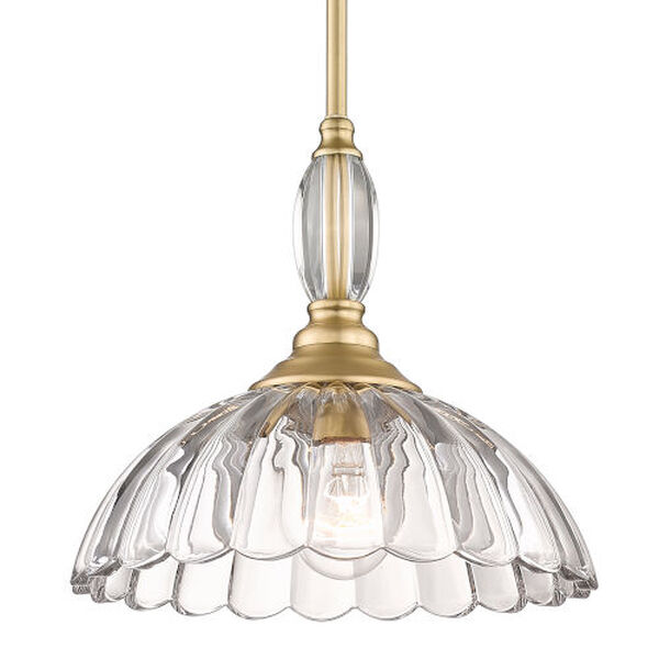 Audra Brushed Champagne Bronze One-Light Pendant with Clear Glass Shade, image 3